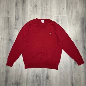 Lacoste Men's Red V-Neck Sweater